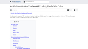 Vehicle Identification Numbers (VIN codes)/Honda/VIN Codes - honda manufacturer location