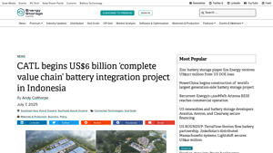 Indonesia: CATL in US$6 billion battery integration project - catl battery factory