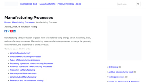 What are Manufacturing processes and their applications - manufacturer production