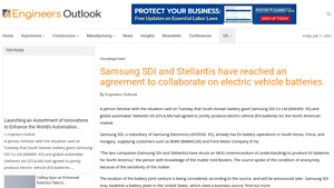 Samsung SDI and Stellantis have reached an agreement to ... - samsung battery company