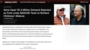 Gene Haas' $1.3 Million Demand Rejected as Ford Loses NASCAR Team to ... - chevrolet xfinity series racing manufacturer team