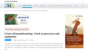 Li-ion cell manufacturing: A look at processes and equipment - - lithium cell factory
