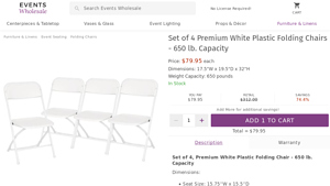 Set of 4 Premium White Plastic Folding Chairs - 650 lb. Capacity - plastic chairs bulk