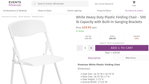 White Heavy Duty Plastic Folding Chair - 500 lb Capacity with Built ... - foldable chairs bulk