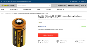 Exell 3V 1700mAh EB-CR123A Lithium Battery Replaces DL123A ... - 123 battery bulk