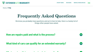 Extended Auto Warranty Frequently Asked Questions - automobile warranties by manufacturer