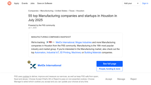 54 Top Manufacturing Companies in Houston · June 2025 | F6S - manufacturer houston