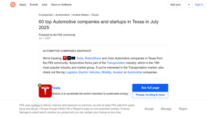60 Top Automotive Companies in Texas · July 2025 | F6S - car manufacturer texas