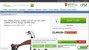 Revi Bikes Prowler E-Bike Lithium Ion 52V 20Ah 1000W 70 Mile ... - 1000w electric bike factory