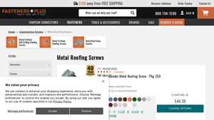 Buy Metal Roofing Screws At Fasteners Plus - metal roofing screws bulk