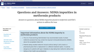 Questions and Answers: NDMA impurities in metformin products - metformin manufacturer