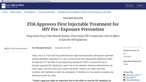 FDA Approves First Injectable Treatment for HIV Pre-Exposure Prevention - apretude manufacturer