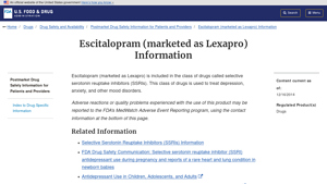 Escitalopram (marketed as Lexapro) Information | FDA - lexapro manufacturer website