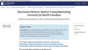 Hurricane Helene: Baxter's manufacturing recovery in North Carolina - baxter manufacturer