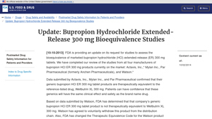 Update: Bupropion Hydrochloride Extended-Release 300 mg Bioequivalence ... - best generic bupropion manufacturer