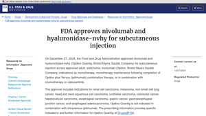 FDA approves nivolumab and hyaluronidase-nvhy for subcutaneous ... - opdivo manufacturer