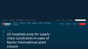 US hospitals prep for supply chain constraints in wake of Baxter ... - baxter manufacturer