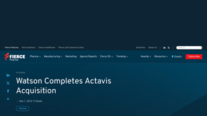 Watson Completes Actavis Acquisition - Fierce Pharma - actavis drug manufacturer