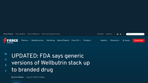UPDATED: FDA says generic versions of Wellbutrin stack up to branded ... - best generic bupropion manufacturer