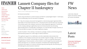 Lannett Company files for Chapter 11 bankruptcy - Financier Worldwide - lannett drug manufacturer