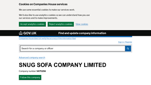 SNUG SOFA COMPANY LIMITED more information - GOV.UK - snug sofa company
