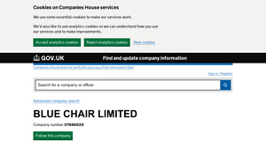 BLUE CHAIR LIMITED overview - Companies House - GOV.UK - blue chair company