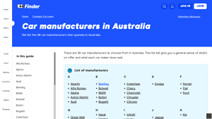 Overview of 56 car manufacturers Australia - Finder - car manufacturer list