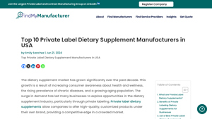 Top 10 Private Label Dietary Supplement Manufacturers in USA - contract vitamin manufacturer