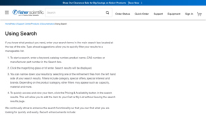 Using Search - Fisher Sci - manufacturer part number lookup
