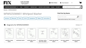 WFW9250WW01 Whirlpool Washer Parts & Repair Help - Fix.com - wfw9250ww01 whirlpool washer manufacturer date