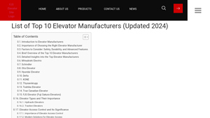 List of Top 10 Elevator Manufacturers (Updated 2024) - elevator manufacturer