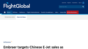 Embraer targets Chinese E-Jet sales as Brazil and China tighten ties - brazil aircraft manufacturer