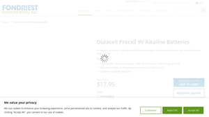 Duracell Procell 9V Alkaline Batteries - Fondriest Environmental - duracell 9v battery bulk