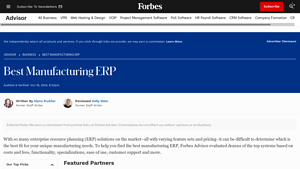 Best Manufacturing ERP - Forbes Advisor - software manufacturer