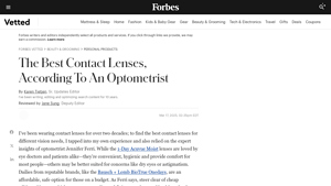 Best Contact Lenses 2025 - Forbes Vetted - contact lens manufacturer