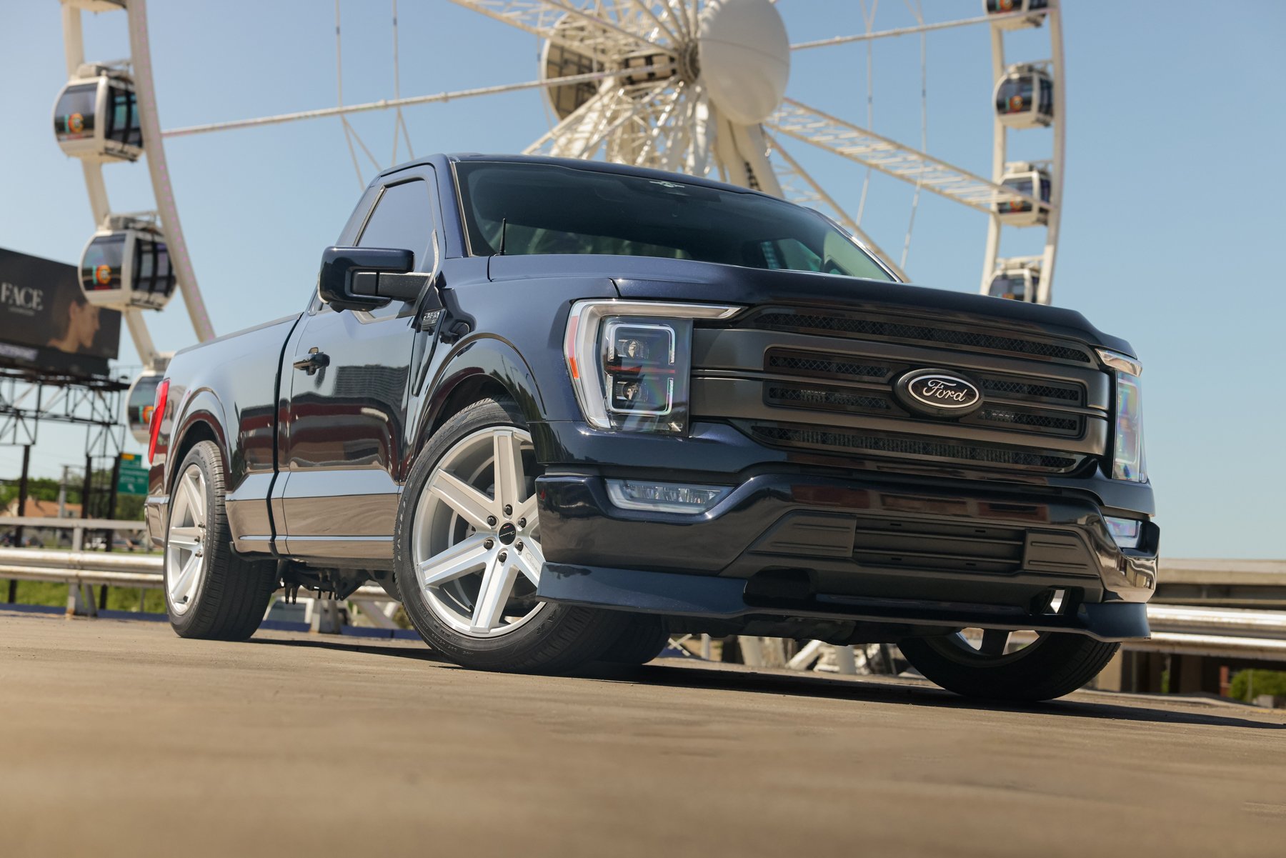 A relevant stock photo of ford f150 single cab custom in a typical setting.