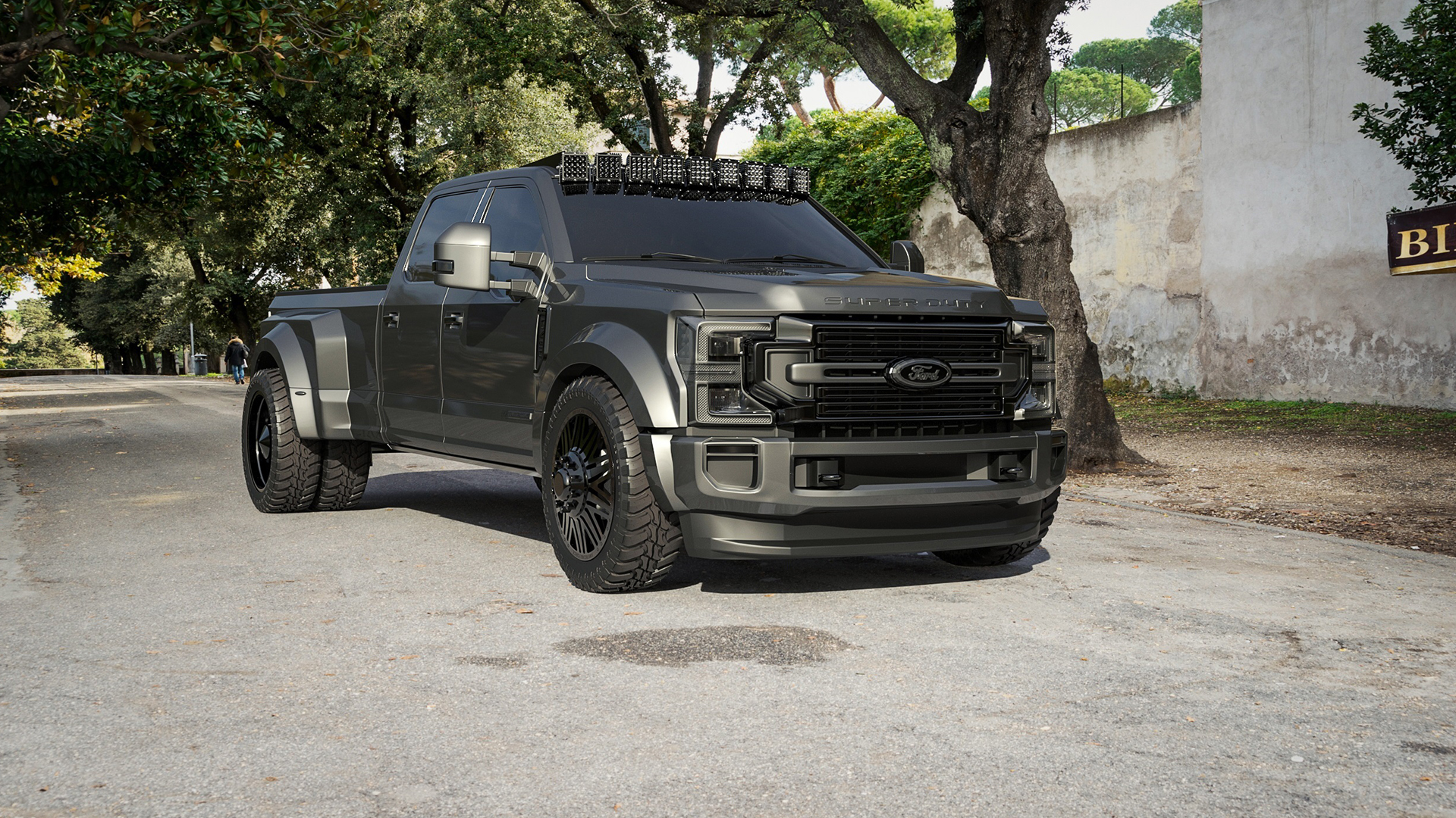 A relevant stock photo of ford super duty custom in a typical setting.