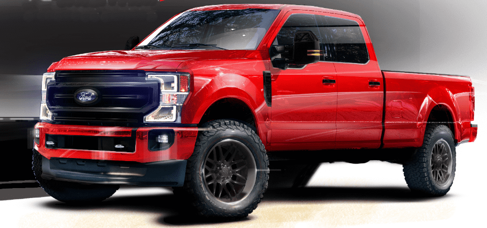 A relevant stock photo of ford super duty custom in a typical setting.