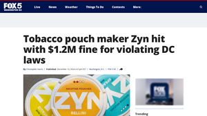 Tobacco pouch maker Zyn hit with $1.2M fine for violating DC laws - zyn manufacturer