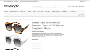 Square Thick Rimmed Gold Accented Oversized Wholesale ... - gold sunglasses bulk