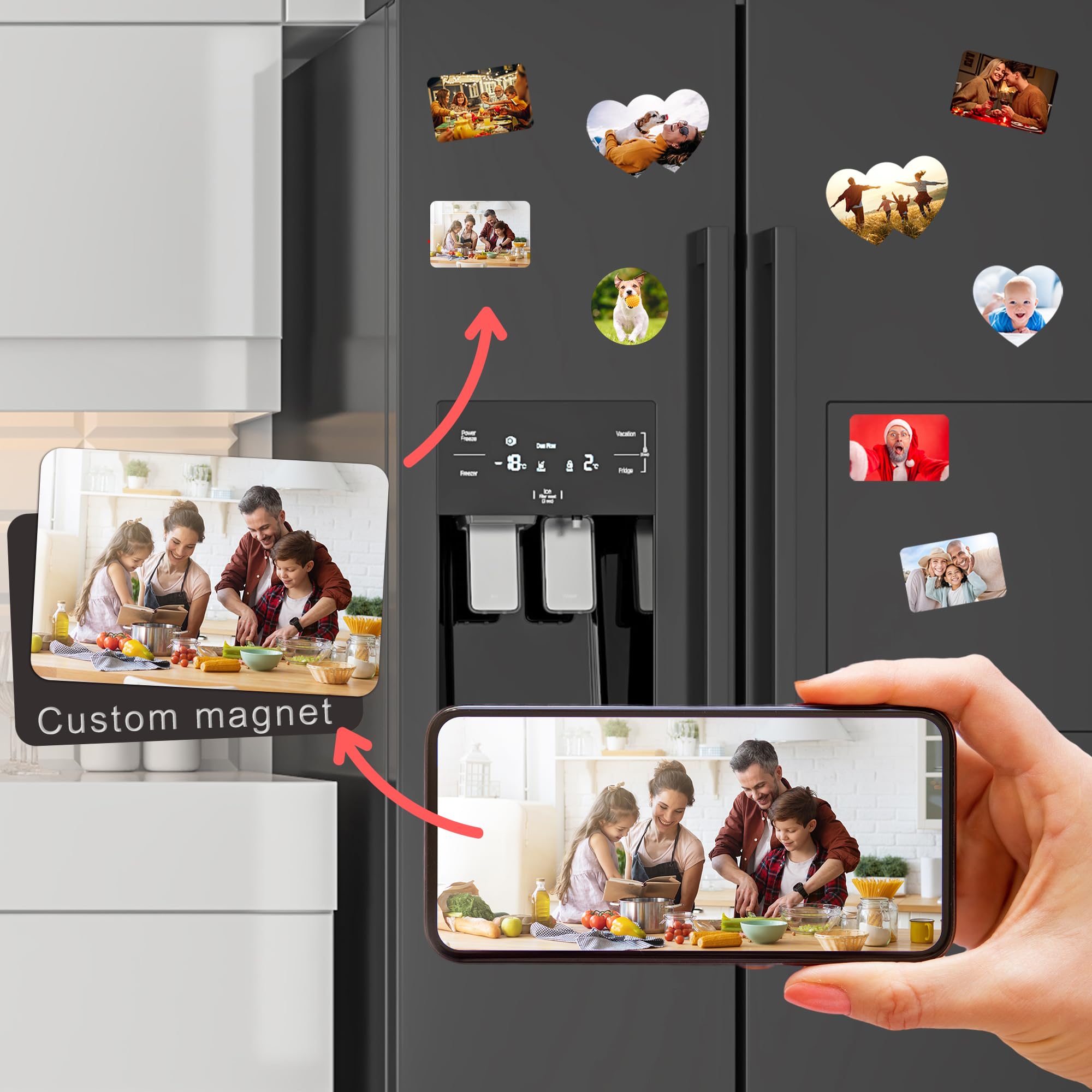 A relevant stock photo of fridge magnets custom in a typical setting.
