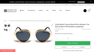 M10924-GOLD Gold Cat Eye Aviators Wholesale Sunglasses - gold sunglasses bulk