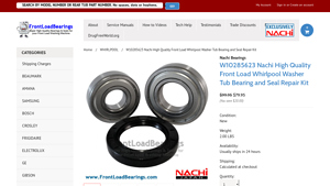 W10285623 Nachi High Quality Front Load Whirlpool Washer Tub Bearing ... - wfw9250ww01 whirlpool washer manufacturer date