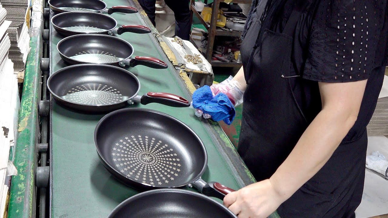 A relevant stock photo of frying pan manufacturer in a typical setting.