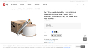 Cat7 Ethernet Bulk Cable, 1000ft (305m), 23AWG Solid Pure Bare ... - cat 7 ethernet cable bulk