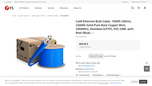 Cat8 Ethernet Bulk Cable, 1000ft (305m), 23AWG Solid Pure Bare ... - cat 8 ethernet cable bulk