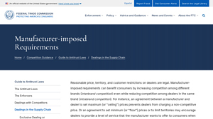Manufacturer-imposed Requirements - Federal Trade Commission - min per manufacturer