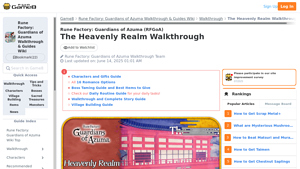 The Heavenly Realm Walkthrough | Rune Factory: Guardians of ... - futon factory