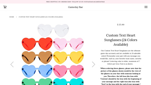 Custom Text Heart Sunglasses (24 Colors Available) - Gameday Bae - heart shaped sunglasses bulk
