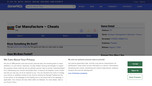 Car Manufacture Cheats, Codes, and Secrets for PC - GameFAQs - car manufacturer game